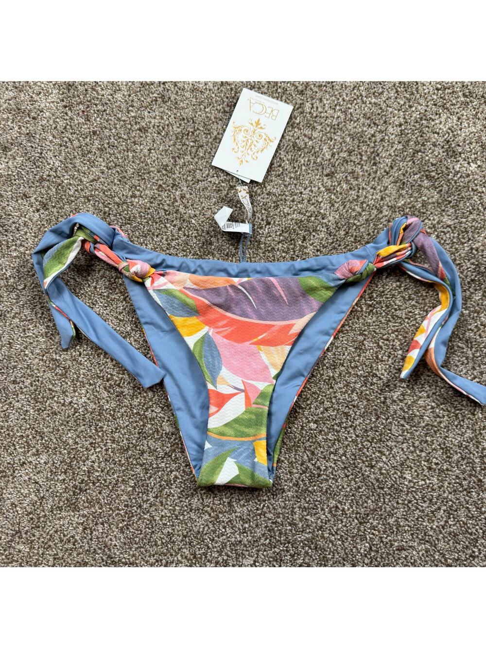 Becca by Rebecca Virtue Bikini Bottom Tropical NWT Size XS Reversible Beachy
